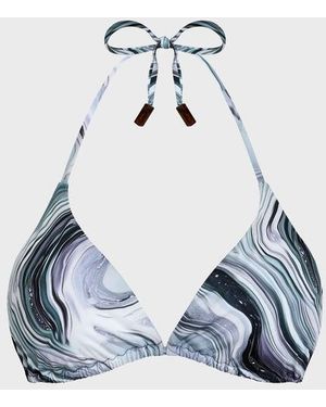 Vilebrequin Triangle Bikini Top Marble - Swimwear - Fleur - White - Size S - Blue