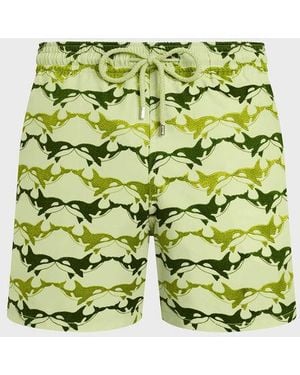 Vilebrequin Swim Shorts Embroidered Orcas - Green