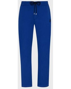 Vilebrequin Elastic Waist Cotton Trousers Solid - Blue