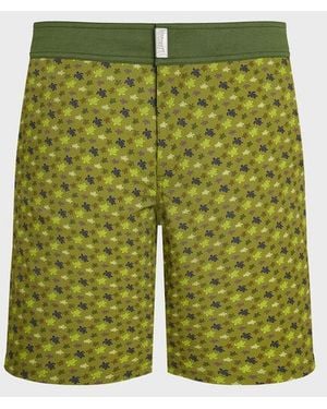 Vilebrequin Long Stretch Flat Belt Swim Shorts Micro Ronde Des Tortues - Green