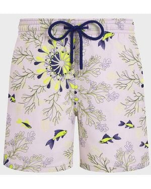 Vilebrequin Embroidered Swim Shorts Coral Mandala - Grey
