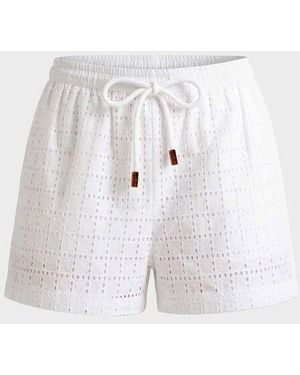 Vilebrequin Geometric Broderie Anglaise Shorts - Shorty - Faiza - White - Size Xs