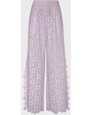 Vilebrequin Trousers Flowers Lace - Pant - Prune - Pink - Size M - Purple