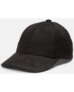 Vince Leather-Trim Cashmere Baseball Cap - Black