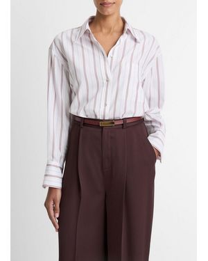 Vince Striped Twill Oversized Shirt - White