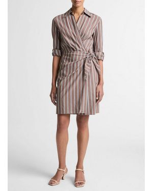 Vince Striped Cotton-Blend Wrap Dress - Multicolour