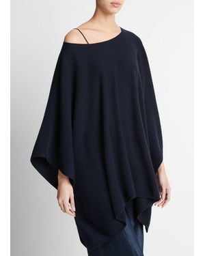 Vince Reverse-jersey Cashmere Boat-neck Poncho, Coastal Blue