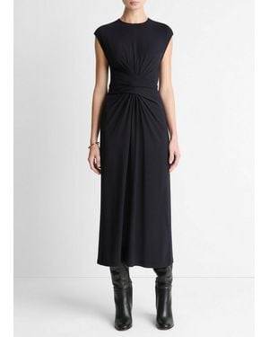 Vince Jersey Wrap Midi Dress - Black