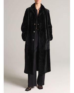Vince Shearling Long Coat - Black