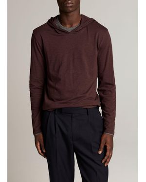 Vince Slub Pima Cotton Double-Layer Hoodie - Brown