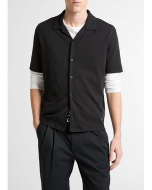 Vince Mesh-Knit Cotton-Blend Cabana Shirt - Black