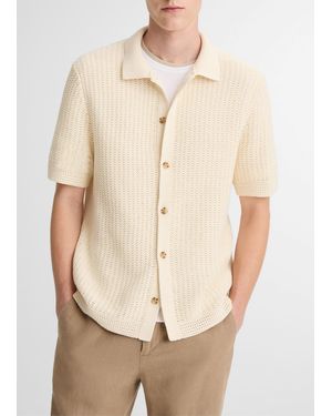 Vince Cotton Crochet Button-Front Shirt - Natural