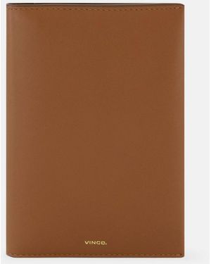 Vince Nappa Leather Passport Case - Brown