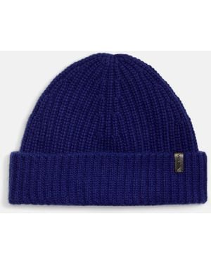 Vince Cashmere Shaker-Stitch Beanie - Blue