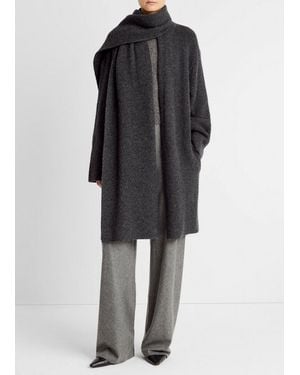 Vince Draped-Scarf Wool-Blend Car Coat - Black