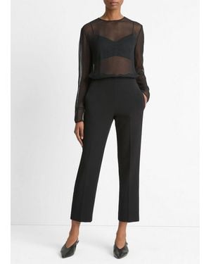 Vince Velvet-Trim Pull-On Pant - Black