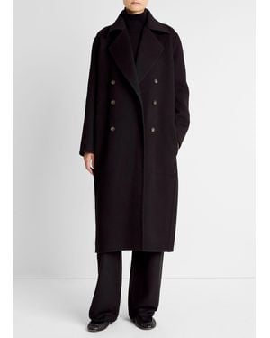 Vince Wool-Blend Double-Breasted Long Coat - Black