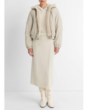 Vince Faux Fur-Lined Bomber Jacket - Natural