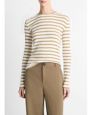Vince Striped Ribbed Pima Cotton Long-Sleeve T-Shirt - Natural