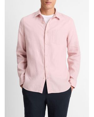 Vince Linen Long-Sleeve Shirt - Pink