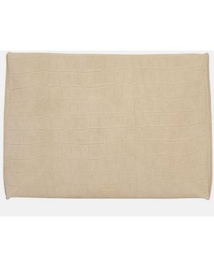 Vince Athene Croc-Embsed Nubuck Leather Crsbody Pouch - Natural