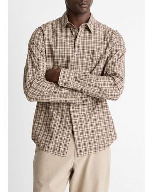 Vince Great Falls Plaid Cotton Button-Front Shirt - Natural