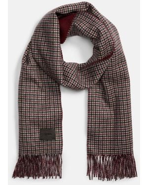 Vince Micro-Houndstooth Cashmere Scarf - Grey