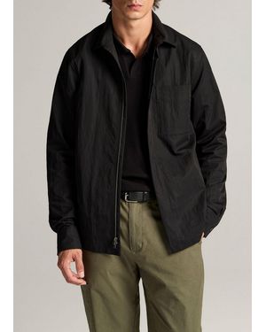 Vince Cotton-Nylon Zip Shirt - Black