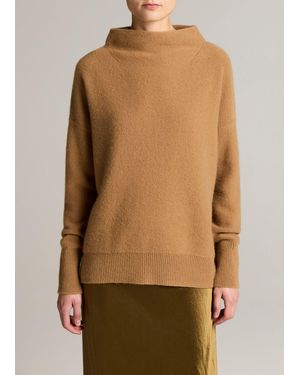 Vince Plush Cashmere Funnel-Neck Sweater - Natural