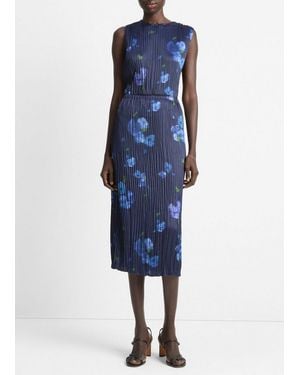 Vince Poppy Blur Crushed Satin Column Skirt - Blue