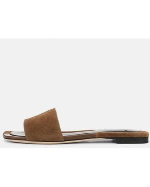 Vince Valeria Leather & Suede Slide Sandal - White