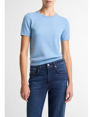 Vince Wool & Cashmere-Blend Short-Sleeve Jumper - Blue