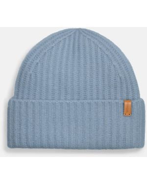 Vince Plush Cashmere Chunky-Knit Beanie - Blue