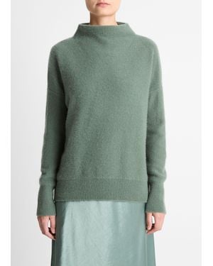 Vince Plush Cashmere Funnel-Neck Sweater - Green