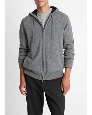 Vince Cashmere Zip-Front Hoodie - Grey