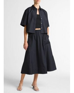 Vince Scallop Detail Midi Skirt - Blue