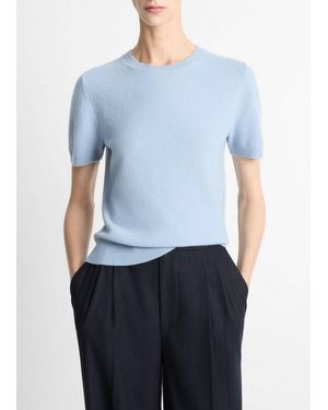 Vince Wool & Cashmere-Blend Short-Sleeve Jumper - Blue