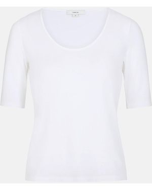Vince Elbow-Sleeve Scoop-Neck T-Shirt - White