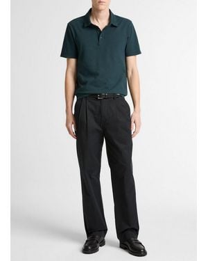 Vince Louie Relaxed Stretch-Cotton Double-Pleated Trouser - Blue