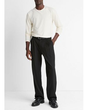 Vince Wool Double-Pleat Suiting Trouser - White