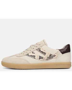 Vince Oasis Snake-Embossed Leather & Suede Trainer - White