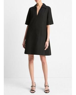 Vince Short Sleeve A-Line Mini Dress - Black