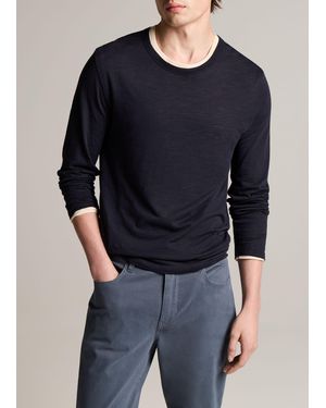 Vince Slub Pima Cotton Double-Layer T-Shirt - Blue