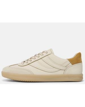 Vince Oasis Contrast-Edge Leather & Suede Trainer - White