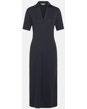 Vince Pima Cotton Short-Sleeve Polo Dress - Blue