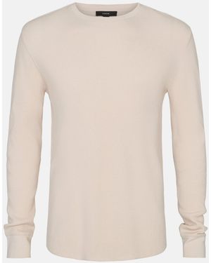 Vince Cotton Thermal Long-Sleeve Crew Neck Shirt - Natural