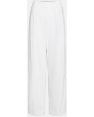 Vince Linen-Blend Pleated Pull-On Pant - White