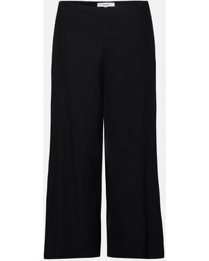 Vince Linen-Blend Cropped Wide-Leg Pant - Black