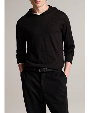 Vince Slub Pima Cotton Double-Layer Hoodie - Black