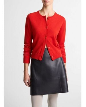 Vince Scallop-Trim Wool & Cashmere-Blend Cardigan - Red